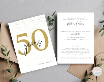 Einladung zum 50-jährigen Jubiläum, Einladung zum Hochzeitsjubiläum, Einladung zur Jubiläumsparty, Einladung zum Jubiläum, Vorlage Digital