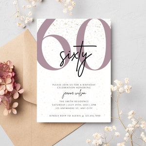 60th Birthday Invitation, 60th Invite Template, Digital 60th Birthday Party Invite, 60th Birthday Card, Birthday Invitation Template