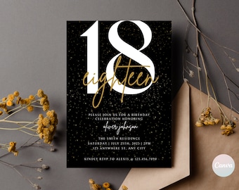 18th Birthday Invitations, 18th Invitation Template, 18th Birthday Digital Invitation, 18th Editable Invite Template, 18th Birthday Party