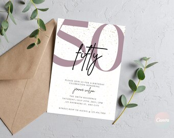 50th Birthday Invitation, 50th Invite Template, Digital 50th Birthday Party Invite, 50th Birthday Card, Birthday Invitation Template