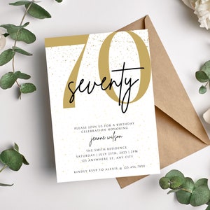 70th Birthday Invitation, 70th Invite Template, Digital 70th Birthday Party Invite, 70th Birthday Card, Birthday Invitation Template