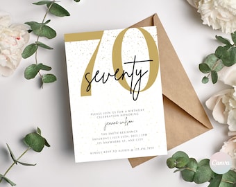 70th Birthday Invitation, 70th Invite Template, Digital 70th Birthday Party Invite, 70th Birthday Card, Birthday Invitation Template