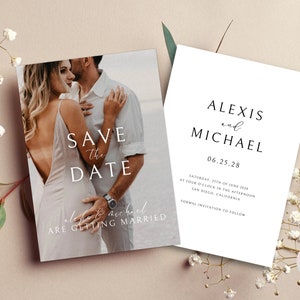 Save the Date Template With Photo, Digital Save the Dates, Wedding Save The Dates Templates, Minimalist Save The Date Template Download,