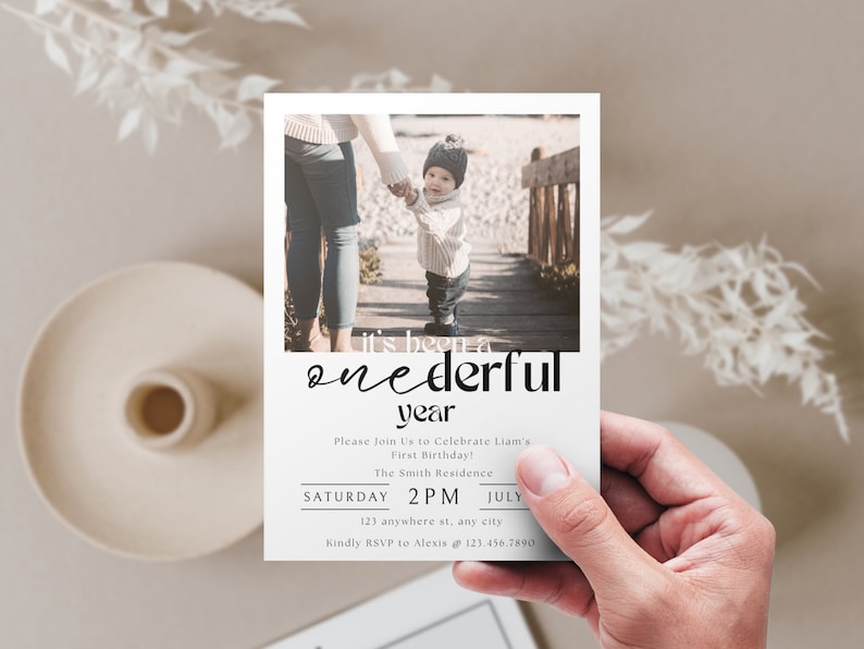1st Birthday Invitation Boy Minimal 1st Birthday Invitation Etsy