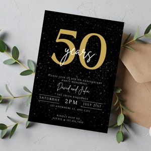 Faire-part 50e anniversaire, faire-part d'anniversaire de mariage, faire-part de fête d'anniversaire, modèle d'invitation d'anniversaire, modèle numérique