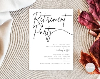 Retirement Invitation, Retirement Party Invitation, Retirement Invitation Instant Download, Minimal Retirement Invite, Invitation Templates