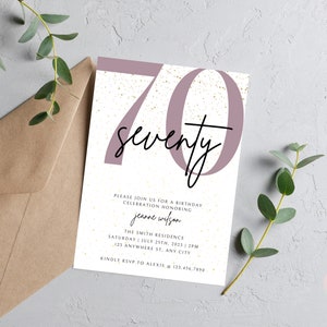 70th Birthday Invitation, 70th Invite Template, Digital 70th Birthday Party Invite, 70th Birthday Card, Birthday Invitation Template