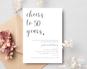 50th Anniversary Invitation, Wedding Anniversary Invitation, Anniversary Party Invitation, Anniversary Invitation Template, Digital Download