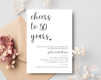 50th Anniversary Invitation, Wedding Anniversary Invitation, Anniversary Party Invitation, Anniversary Invitation Template, Digital Download