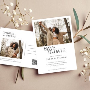 Save The Date Postcard, Save the Date Template With Photo, Wedding Postcard Template, Wedding Save The Dates Templates, Digital Invites