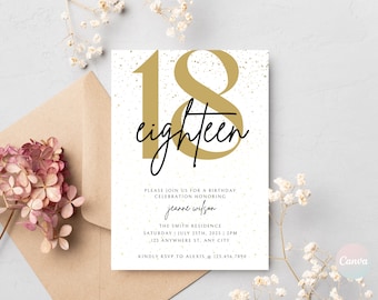 18th Birthday Invitation, 18th Invite Template, Digital 18th Birthday Party Invite, 18th Birthday Card, Birthday Invitation Template