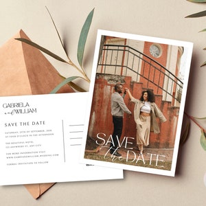Save The Date Postcard, Save the Date Template With Photo, Wedding Postcard Template, Wedding Save The Dates Templates, Digital Invites