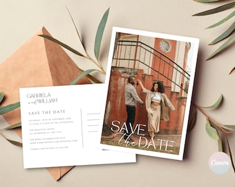 Save The Date Postcard, Save the Date Template With Photo, Wedding Postcard Template, Wedding Save The Dates Templates, Digital Invites