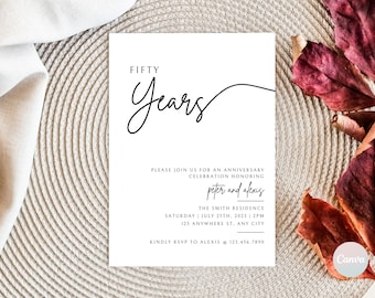 50th Anniversary Invitation, Wedding Anniversary Invitation, Anniversary Party Invitation, Anniversary Invitation Template, Template Digital