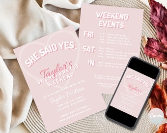 Bachelorette Party Invites, Minimal Bachelorette Invitation Template, Digital Bachelorette Party Template, Bachelorette Weekend Itinerary