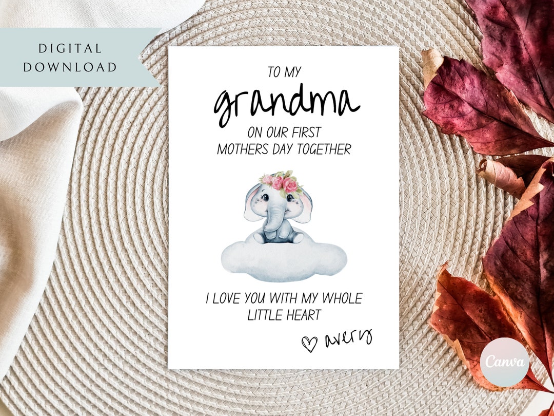 Grandma Mother's Day Card Template, Mother's Day Card Printable, First