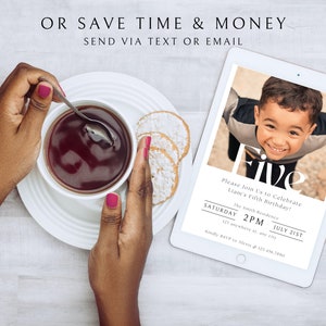 5th Birthday Invitation Boy, 5th Birthday Invitation Template, Fifth Birthday Photo Invite, Boy Birthday Party, 5th Birthday Invite Boy image 5