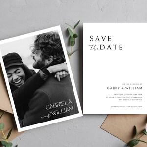 Save the Date Template With Photo, Digital Save the Dates, Wedding Save The Dates Templates, Minimalist Save The Date Template Download,