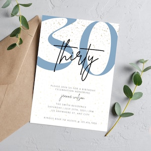 30th Birthday Invitation, 30th Invite Template, Digital 30th Birthday Party Invite, 30th Birthday Card, Birthday Invitation Template