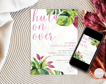 Luau Birthday Invitation, Luau Invitation, Aloha Invitation Template, Tropical Birthday Invite, Hawaiian Invitation Digital, First Birthday