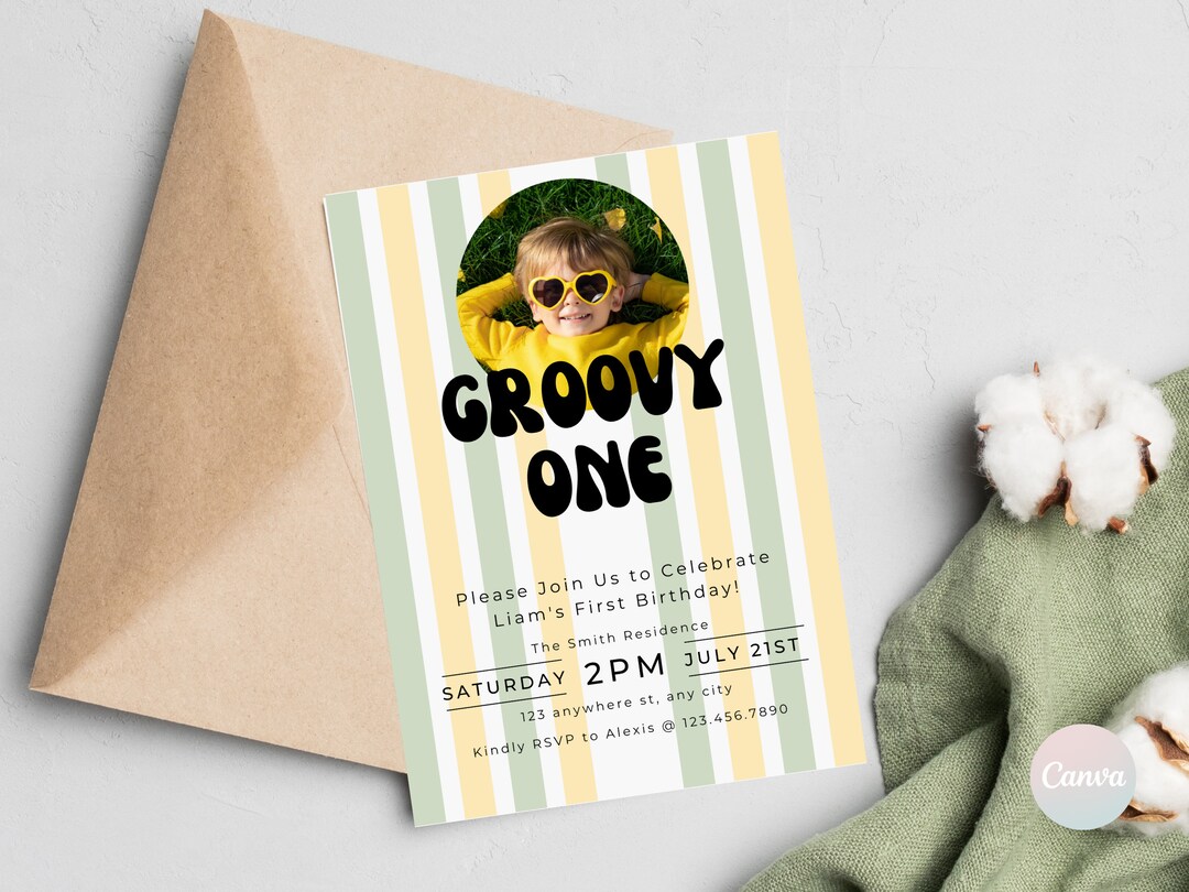 1st Birthday Invitation Boy, Minimal 1st Birthday Invitation Template