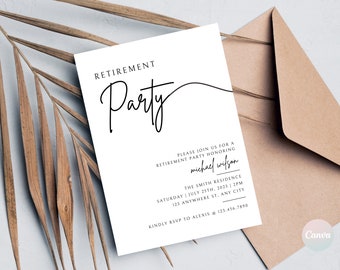 Retirement Invitation, Retirement Party Invitation, Retirement Invitation Instant Download, Minimal Retirement Invite, Invitation Templates