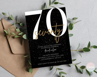 70th Birthday Invitation, 70th Invite Template, Digital 70th Birthday Party Invite, 70th Birthday Card, Birthday Invitation Template