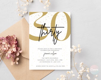 30th Birthday Invitation, 30th Invite Template, Digital 30th Birthday Party Invite, 30th Birthday Card, Birthday Invitation Template