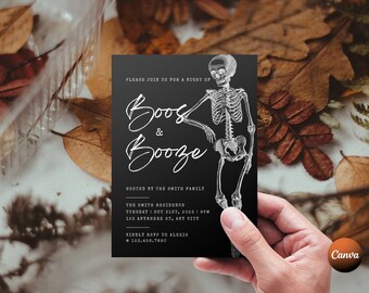 Halloween Party Invitation, Halloween Invitation, Halloween Costume Party, Boos and Booze , Halloween Party Ideas, Halloween Template