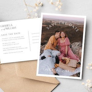 Save The Date Postcard, Save the Date Template With Photo, Wedding Postcard Template, Wedding Save The Dates Templates, Digital Invites