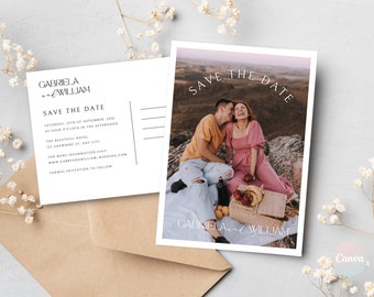 Save The Date Postcard, Save the Date Template With Photo, Wedding Postcard Template, Wedding Save The Dates Templates, Digital Invites