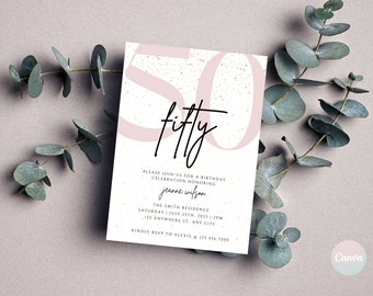 50th Birthday Invitations, Digital 50th Birthday Party Invite, 50th Invite Template, 50th Birthday Card, Birthday Invitation Template