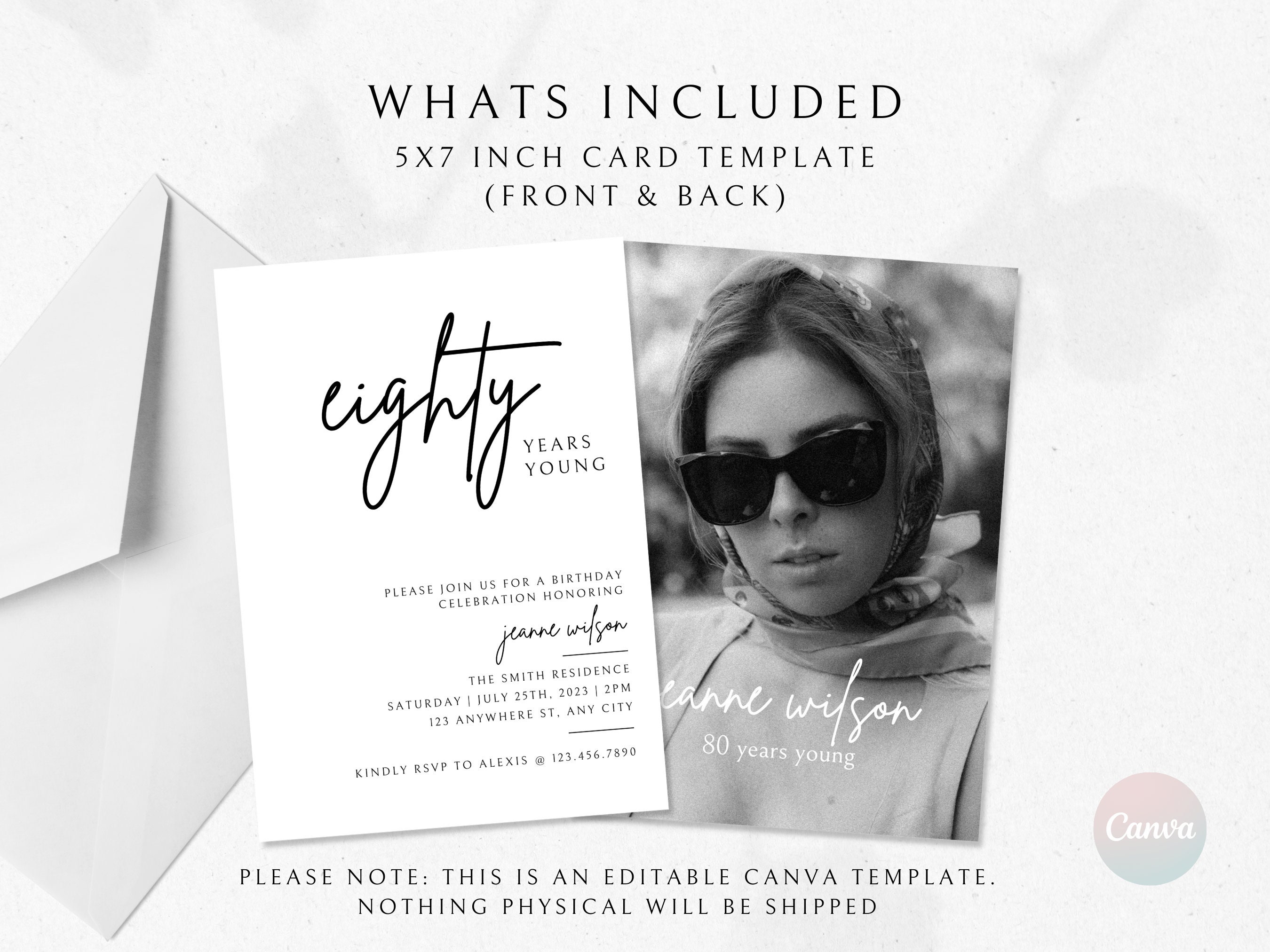 80th Birthday Invitation Card