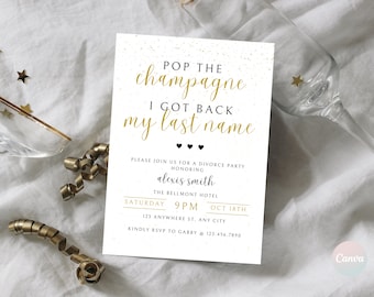 Divorce Party Invitation, Divorce Party Invite, Divorce Celebration, Breakup Party, Divorced Party, Pop the Champagne, Digital Invite