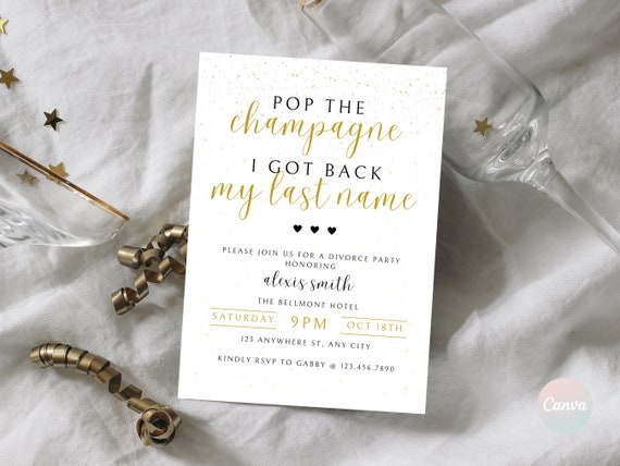 Divorce Party Invitation, Divorce Party Invite, Divorce Celebration, Breakup Party, Divorced Party, Pop the Champagne, Digital Invite