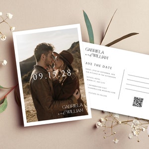 Save The Date Postcard, Save the Date Template With Photo, Wedding Postcard Template, Wedding Save The Dates Templates, Digital Invites