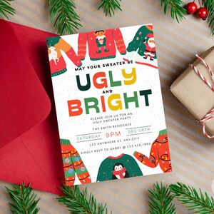 Ugly Christmas Sweater Party Invitation, Ugly Christmas Sweater Invitation, Ugly Sweater Invite, Ugly Sweater Party, Office Christmas Party