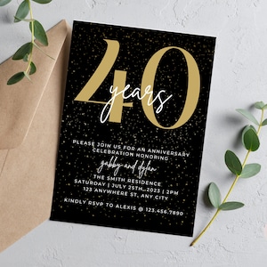 Invito per il 40° anniversario, invito per anniversario di matrimonio, invito per festa di anniversario, modello di invito per anniversario, brindisi ai 40 anni