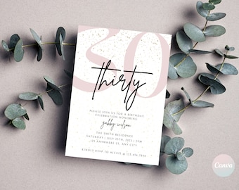 30th Birthday Invitations, Digital 30th Birthday Party Invite, 30th Invite Template, 30th Birthday Card, Birthday Invitation Template