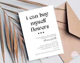 Divorce Party Invitation, Divorce Party Invite, Divorce Celebration, Breakup Party, Divorced Party, I Can Buy Myself Flowers, Digital Invite
