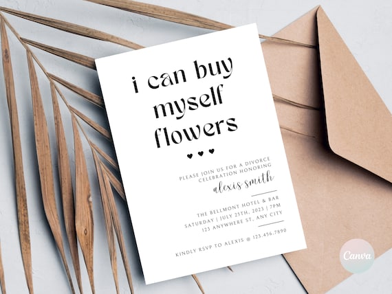 Divorce Party Invitation, Divorce Party Invite, Divorce Celebration, Breakup Party, Divorced Party, I Can Buy Myself Flowers, Digital Invite