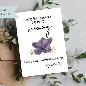 Erste Muttertag Karte Vorlage, Muttertag Karte zum ausdrucken, 1 muttertag Karte, Glückliche Muttertag Karte, Neue Mama Karte, Frau Karte