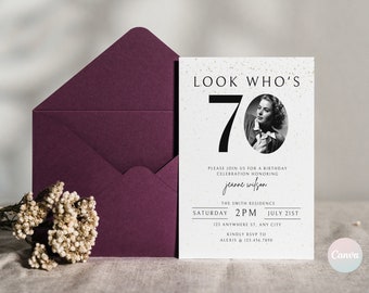 70th Birthday Invitation, 70th Invite Template, Digital 70th Birthday Party Invite, 70th Birthday Card, Birthday Invitation Template
