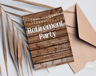 Retirement Invitation, Retirement Party Invitation, Retirement Invitation Instant Download, Rustic Retirement Invite, Invitation Templates