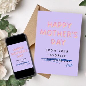 Modelo engraçado de cartão de dia das mães, cartão de dia das mães para impressão, cartão engraçado de dia das mães da filha, cartão editável de dia das mães, cartão roxo