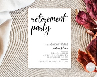 Retirement Invitation, Retirement Party Invitation, Retirement Invitation Instant Download, Minimal Retirement Invite, Invitation Templates