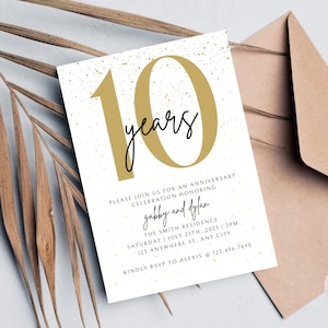 Invitación para el décimo aniversario, invitación para el aniversario de bodas, invitación para la fiesta de aniversario, plantilla de invitación para el aniversario, saludos por los 10 años