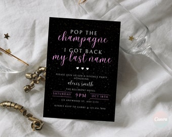 Divorce Party Invitation, Divorce Party Invite, Divorce Celebration, Breakup Party, Divorced Party, Pop the Champagne, Digital Invite