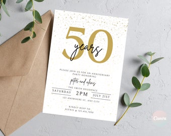 50th Anniversary Invitation, Wedding Anniversary Invitation, Anniversary Party Invitation, Anniversary Invitation Template, Template Digital