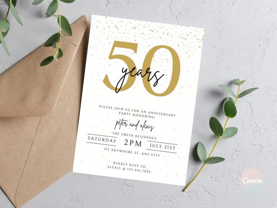 50th Anniversary Invitation, Wedding Anniversary Invitation, Anniversary Party Invitation, Anniversary Invitation Template, Template Digital